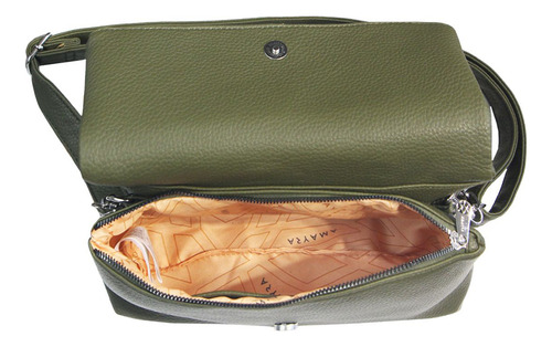 Bandolera Amayra Simil Cuero Con Solapa Y Cadena Para Salir Color Verde 67.c2631.2