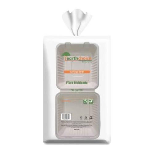 Charola Lisa Desechable Earth Choice 8x8 Con 50 Pzas