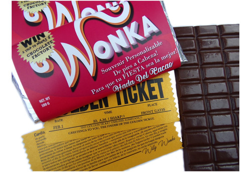 40 Chocolates Wonka Souvenir Regalo // Ticket Gold Doble Faz