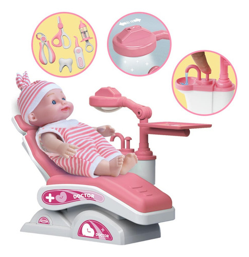 Boneca Dr Dentista C/ Acessórios Cadeira Ajustável - Dmtoys