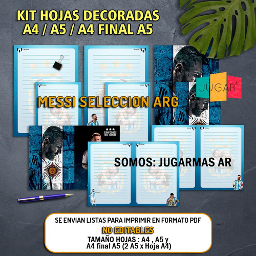 Kit Imprimible Hojas Rayadas Modelo Fútbol Campeones