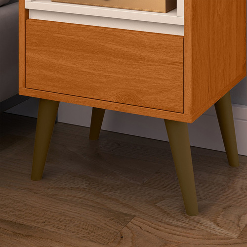 Mesa De Cabeceira Luxo Borcelle - Quarto Melissa Mdp Brilhante Cedro/off