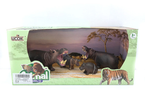 Playsets animal world familia hipopótamo pack x 4