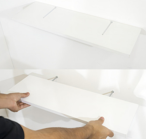 Estantería decorativa con fijación invisible en MDP de 25 x 80 cm, color blanco