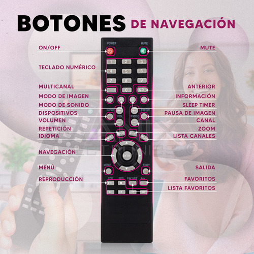 Control Remoto Compatible Con Vios Vledtv3216 Tv Pantallas Incluye 4 Pilas AAA Divitech®