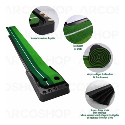 P&GM TL004 Cor Verde Kit de Treino Interno de Golfe Inclui Tapete Bastão e 3 Bolas