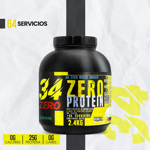 Suplemento En Polvo Proteína 34 Zero 2.4kg 80 Servicios Vainilla