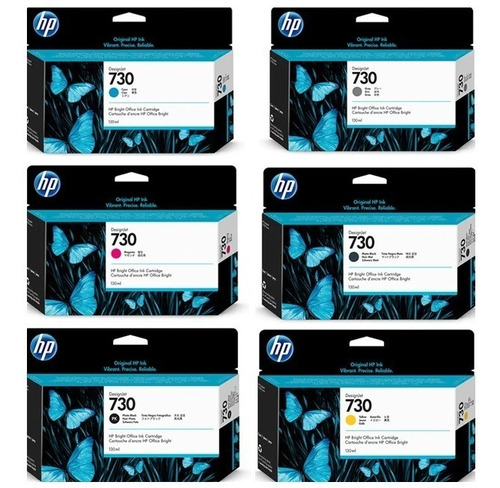 Cartuchos Hp 730 De 130ml Mk-pk-m-c-g-y C/u Sin Caduc