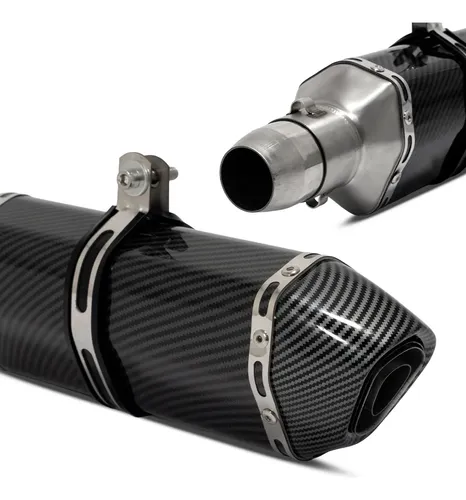 Ponteira Escape Moto Universal Carbono Inox Encaixe 2 Pol
