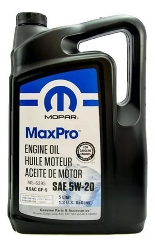 Aceite Motor 5w20 Mopar Dodge/ Jeep/ Chrysler/ Ram 5 Litros