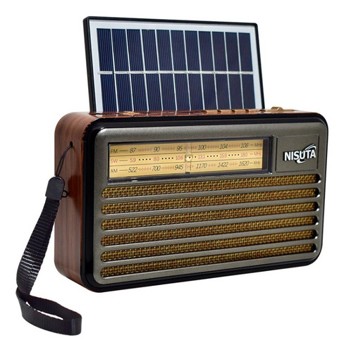 Radio Am/fm Vintage Mp3/bt,aux Carga Solar, Power Bank Rv22s