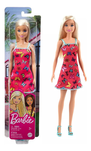 Muñeca Barbie Original 30cm Clásica Basica Vestido Mariposas