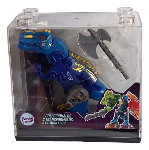 Transformer Robot-dinosaurio Funny Land 8 Cm (fl624) Robot Azul