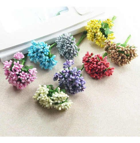2xa Manojo De 12pcs Pistilo De Estambre De Flor Artificial