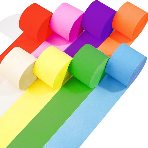8 Rollos De Serpentinas De Papel Crepé, Paquete De 656 Pies