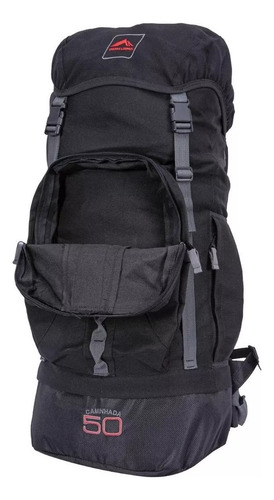 Mochila Caminhada 50 Preto Com Fita Cinza Trilhas E Rumos
