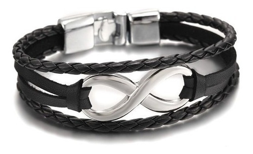 Pulsera De Cuero Infinito Hombre Y Mujer Elegante Juvenil M1