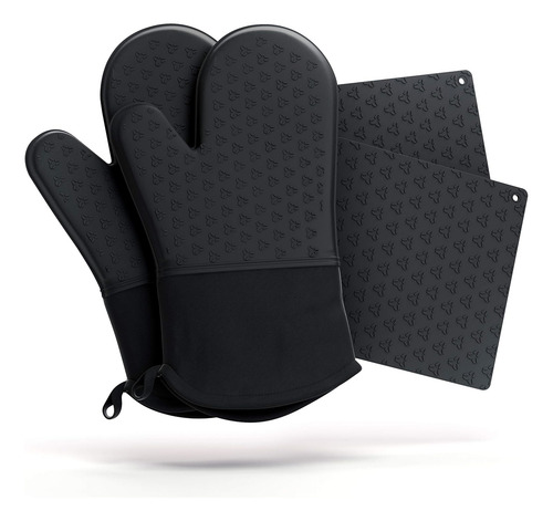 Juego De 4 Guantes De Horno Y Soporte De Ollas Resistentes A