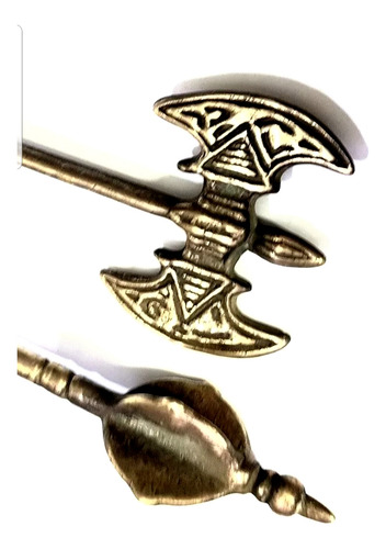 Armas Medievales Antiguas Hacha/maza De Bronce,15 Y 17 Cm. (Usado)
