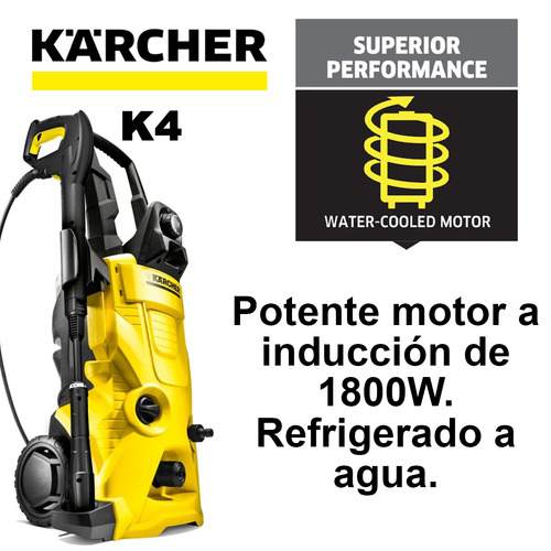 Hidrolavadora eléctrica Kärcher Home & Garden K4 11801660 amarillo y negra de 1.8kW con 13MPa de presión máxima 220V - 50Hz