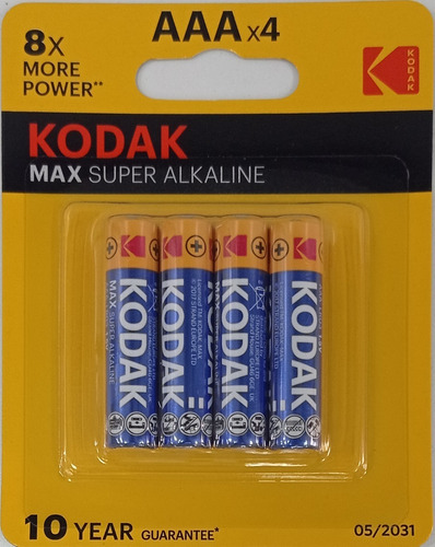 Pila Bateria Kodak Max Super Alcalina Aaa 4 Unds