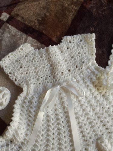 Conjunto Vestido, Sandalias Y Vincha Blanco 1 - 3 Meses