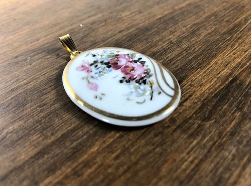 Pingente Porcelana Pintado A Mão