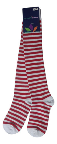 Calceta Larga Unisex Moda Rayas Caramelo Navidad Niña