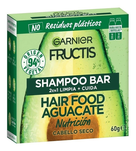 Shampoo En Barra Fructis Hair Food Aguacate 60 Gr.