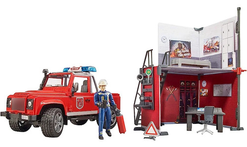 Bruder - Esc 1:16 Estacion Bomberos + Auto Land Rover 62701