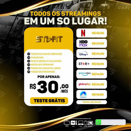 Tenha Todos Os Canais E Streamings Por Apenas R$ 30,00/mês!