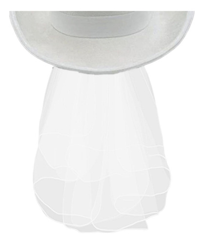 Sombrero De Vaquera De Novia Occidental Con Velo De Fieltro