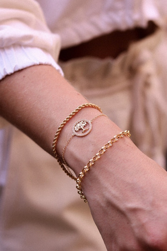 Conjunto Corrente E Pulseira Em Ouro 18k Cordão Baiano 50cm