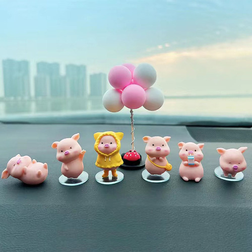 Adornos De Coche Con Forma De Cerdito, Base Viscosa, Decorac
