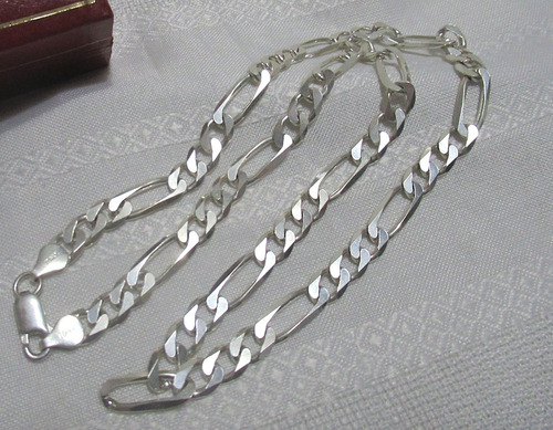 Collar Cadena Unisex Plata 925 Italy Modelo Fígaro 48 Cm