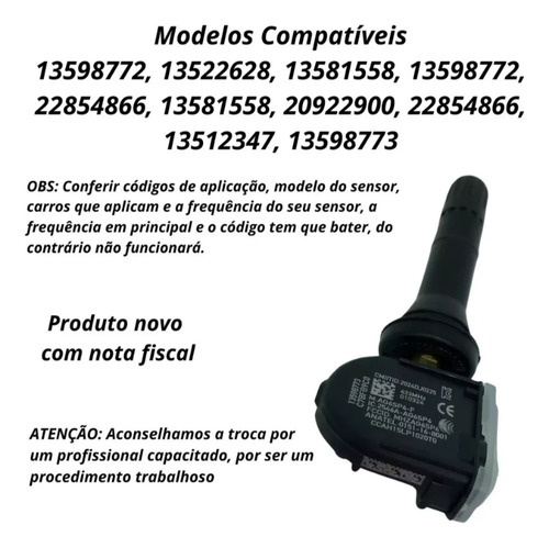 Sensor Tpms Pressao Pneu Gm Onix Cobalt Prisma Cruze S10