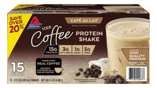 Atkins Batido De Proteína. Café Au Lait 15pack