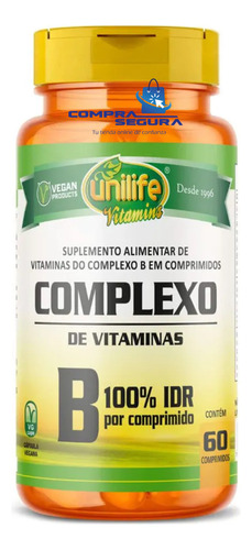 Vitaminas Complejo B Unilife B1 B2 B3 B5 B6 B7 B9 B12