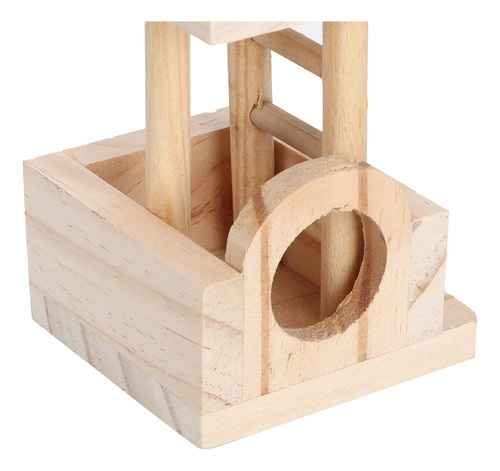 Juguete Hamster Wood House Con Plataforma De Madera Natural,