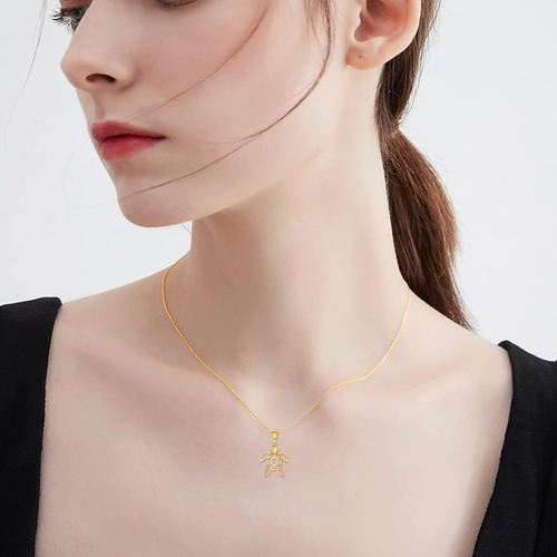 Kecho Collar De Tortuga De Oro De 14 Quilates Para Mujer,