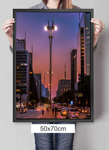 Quadro 50x70 Moldura Premium Cidade São Paulo Av. Paulista