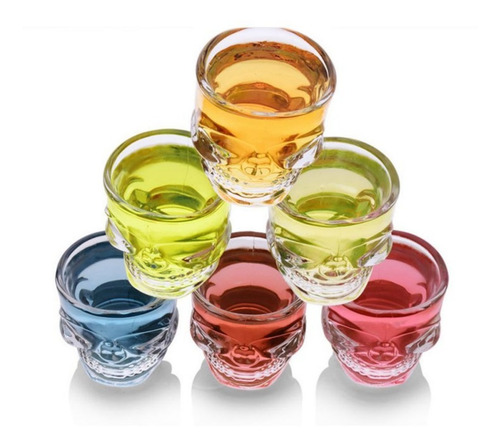 Set 6 Vaso Whisky Tequilero Mezcalero Shots Craneo Calavera