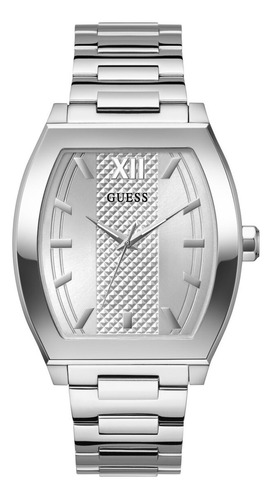 Reloj Guess Para Hombre Casual Men Caballero Correa Plateado Bisel Plateado Fondo Negro