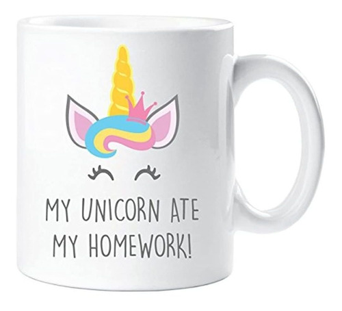 Taza, Diseño Con Texto En Inglés ''my Unicorn Ate My Homewor