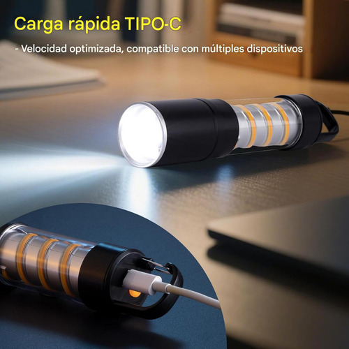 Lampara Usb Recargable Led Linternas Lampara De Tacticos Luz Negro,luz de 3 colores, Linterna Lateral,3 Modes