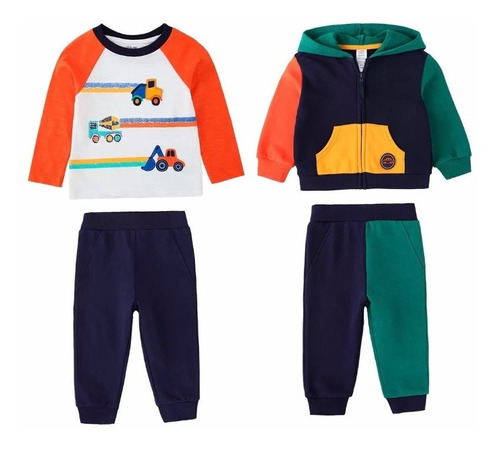 Conjunto Niño 4 Piezas Offspring Carros Verde/ Naranja