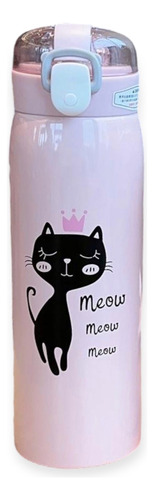 Botella Térmica Cat Love Meow C/sorbete Acero Inox 500ml 