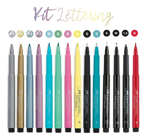 Kit De Marcadores Y Plumones Lettering X10 + 4 Metalizados 