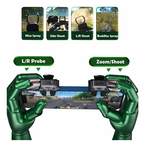 Gatillos Celular Feilibake F6 Con 4 Botones + Dedales Gamer