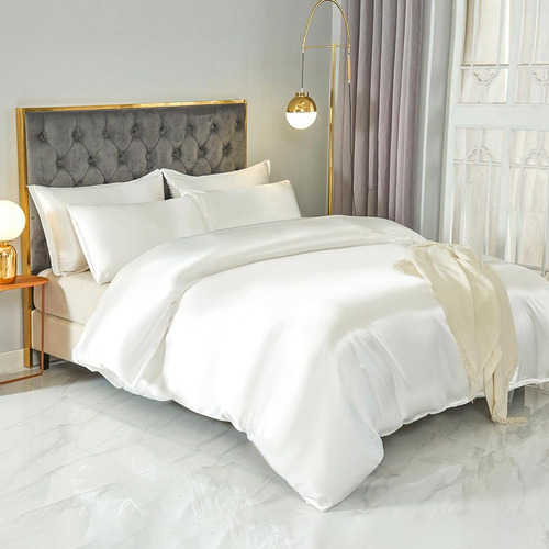 ~? Hodo Home Satin Duvet Cover Queen Size, 5 Piezas De Seda 